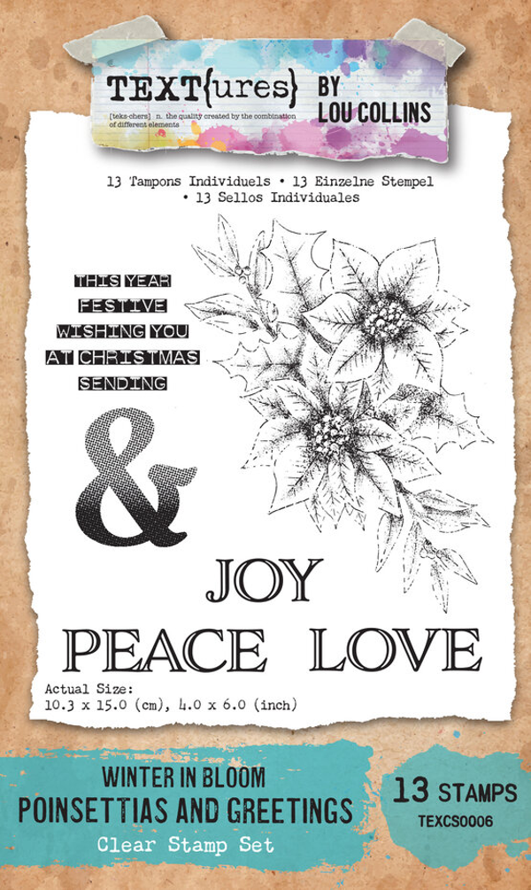 Arden Creative, Lou Collins, Clear Stamp, Winter in Bloom, Poinsettias and Greetings - TEXCS0006