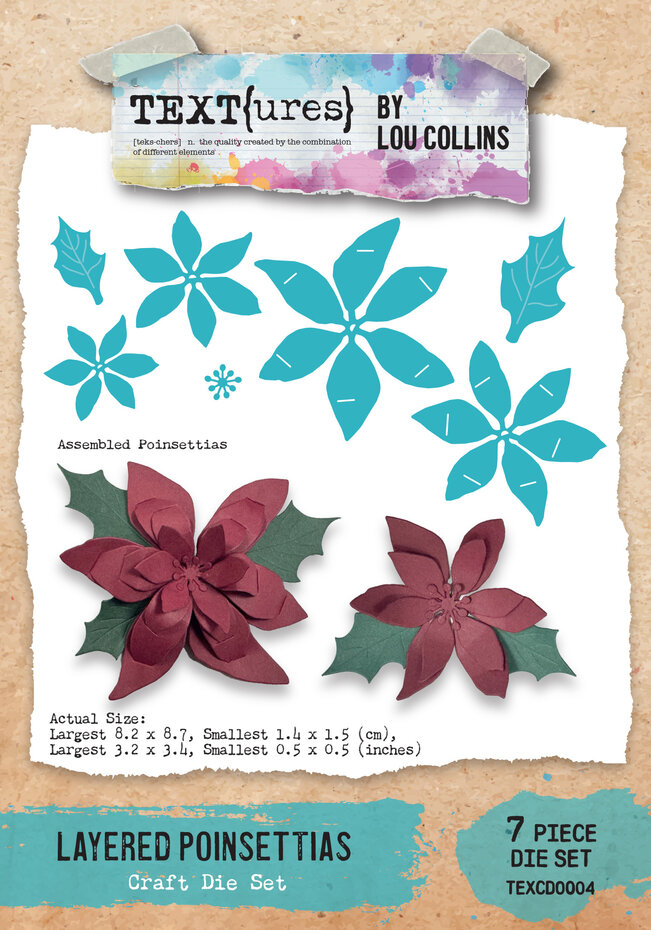 Arden Creative, Lou Collins, Snijmal, Winter in Bloom, Layered Poinsettias - TEXCD0004