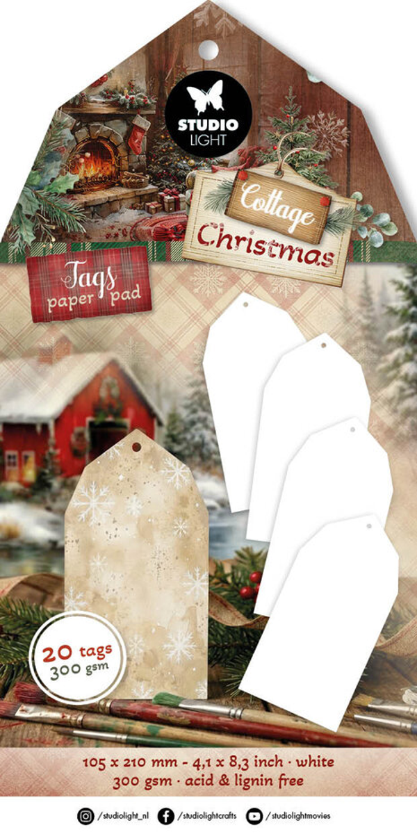 Studiolight, Tag Paper Pad, Cottage Christmas - SL-CC-TAGBL14