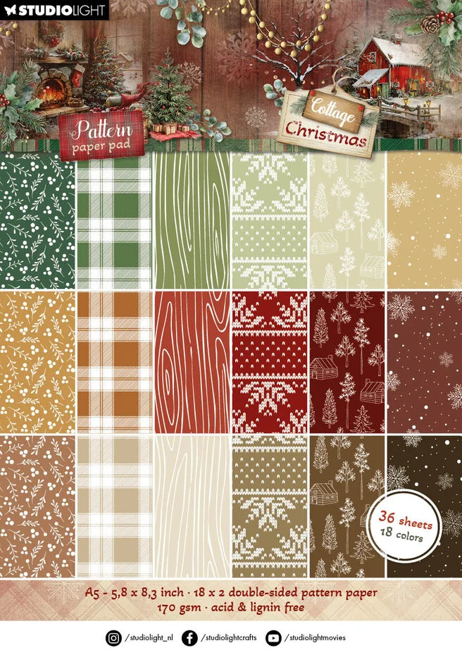 Studiolight, Pattern Paperpad, Cottage Christmas - SL-CC-PPP487