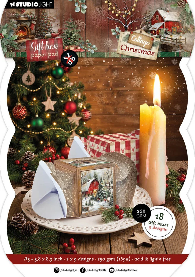Studiolight, Giftbox Paperpad, Cottage Christmas, Christmas Cracker - SL-CC-GBPP491