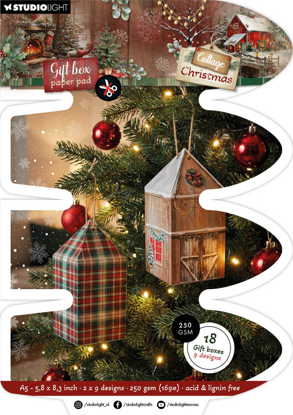 Studiolight, Giftbox Paperpad, Cottage Christmas, House Box - SL-CC-GBPP490