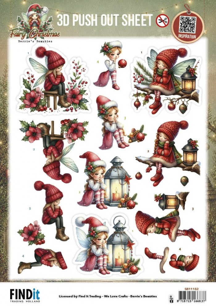 Berrie's Beauties, 3D Push-Out, Fairy Christmas, A little Sad - SB11152