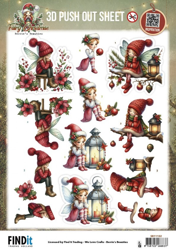 Berrie's Beauties, 3D Push-Out, Fairy Christmas, A little Sad - SB11152