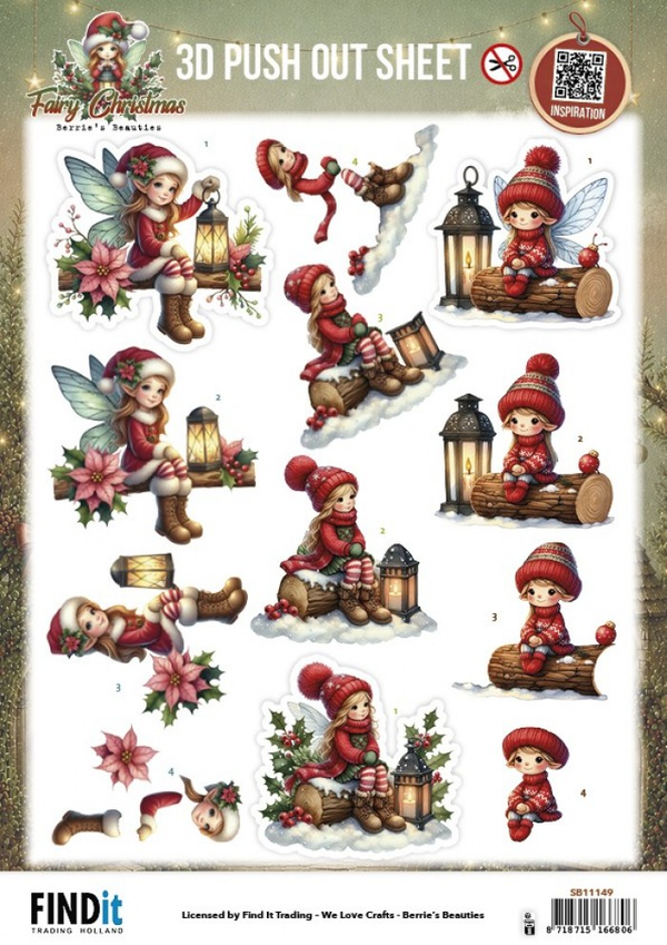 Berrie's Beauties, 3D Push-Out, Fairy Christmas, Lantern - SB11149