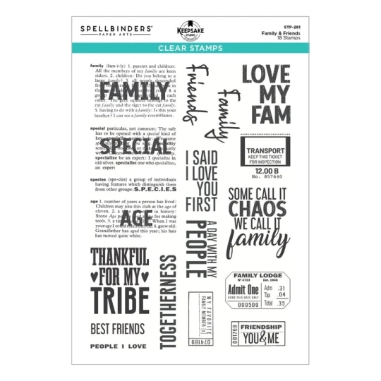 Spellbinders, KeepSake Studio by Esther Glas, Clear Stamp, Family & Friends - STP-281