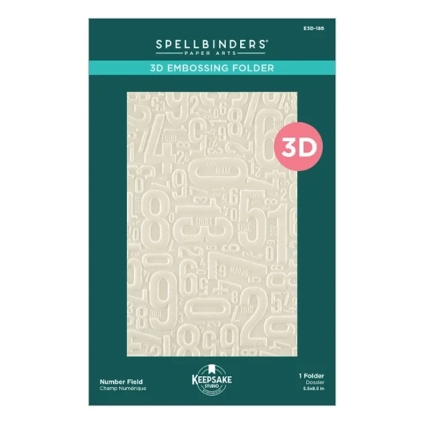 Spellbinders, KeepSake Studio by Esther Glas, 3D Embossingfolder, Number Field - E3D-186