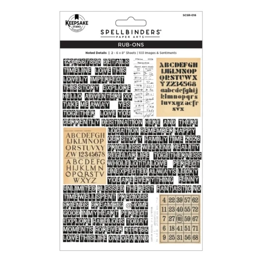 Spellbinders, KeepSake Studio by Esther Glas, Rub-Ons, Noted Details - SCSR-016