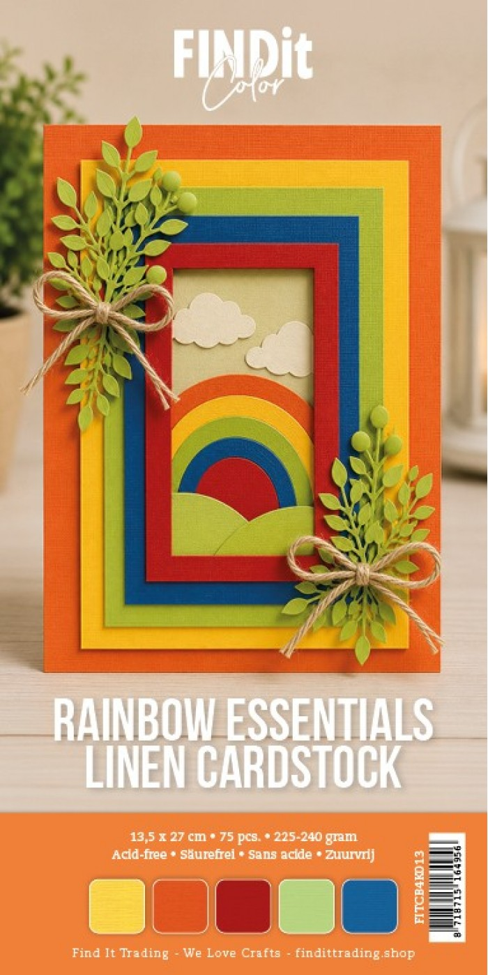 Find it Color, Linnen Cardstock Pack 4K, Rainbow Essentials - FITCB4K013