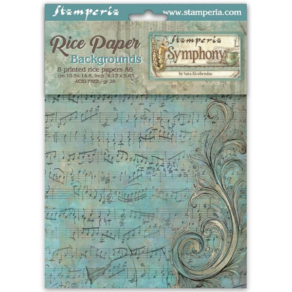 Stamperia, Rice Paper Selection, Symphony, Backgrounds, A6  - DFSAK6055