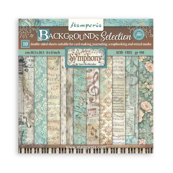 Stamperia, Paperpad, Maxi Background Selection, Symphony, 8x8 inch - SBBS145