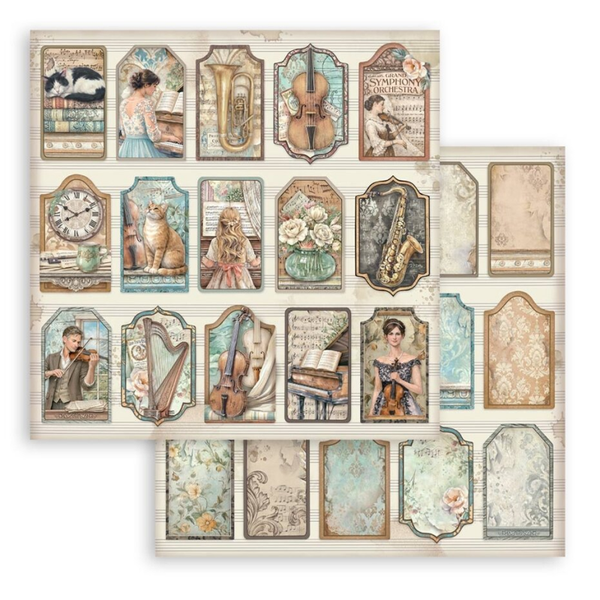 Stamperia, Scrapbookvel, Symphony, 12x12 inch, Tags - SBB1154