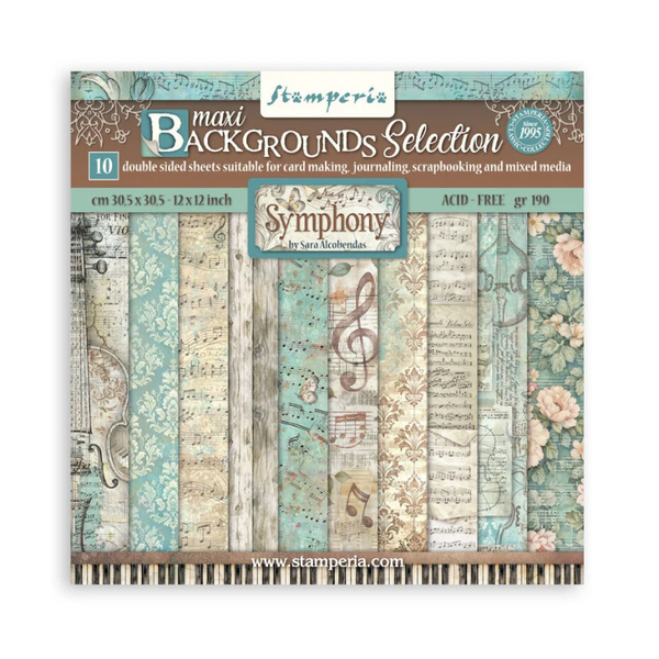 Stamperia, Scrapbook Paperpad, Maxi Backgrounds Selection, Symphony, 12x12 inch - SBBL189