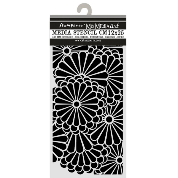 Stamperia, Thick Stencil, Oriental Garden, Flowers Pattern - KSTDL168