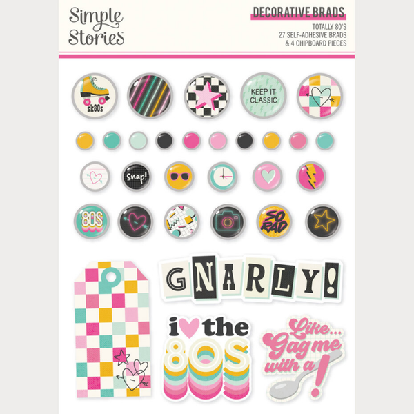 Simple Stories, Totally 80's, Decorative Brads - 26711