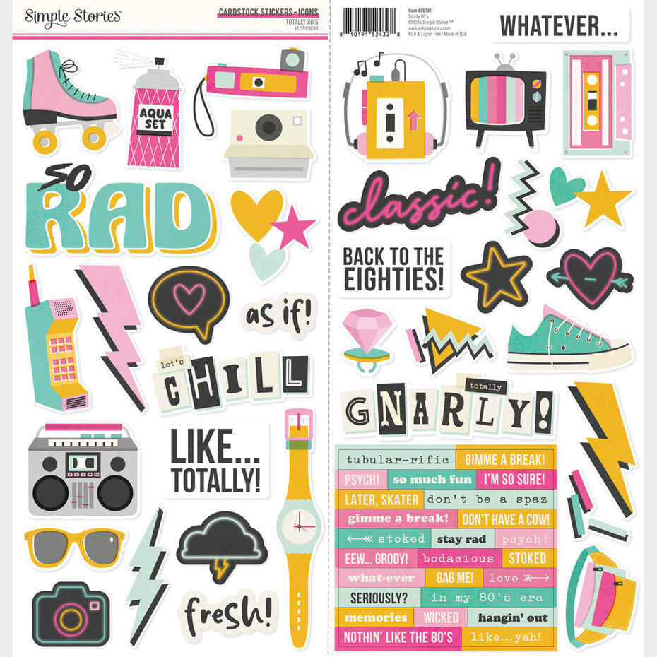 Simple Stories, Totally 80's, Cardstock Stickers, Icons - 26701