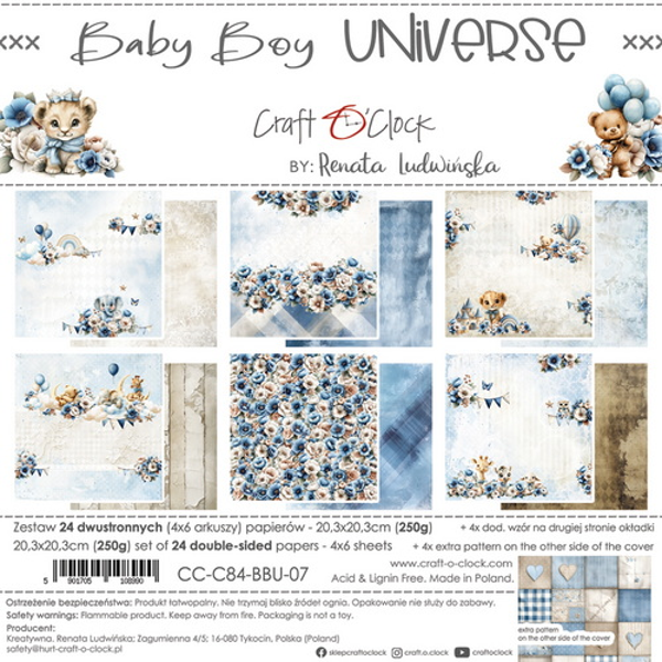 Craft O Clock, Design Paperpad, Baby Boy Universe, 20,3 x 20,3 cm - CC-C84-BBU-07