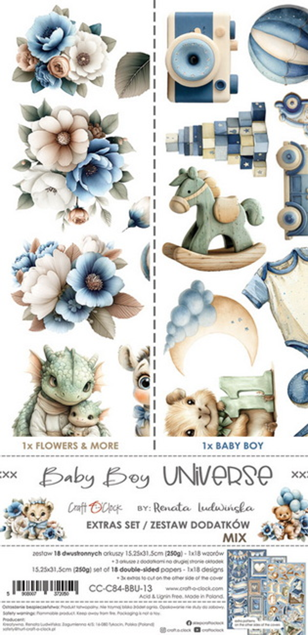 Craft O Clock, Extra's Set, Baby Boy Universe, Mix, 15x30 cm - CC-C84-BBU-13