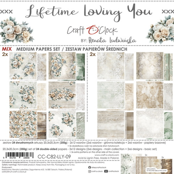 Craft O Clock, Mix Paperpad, Lifetime Loving You, 20,3 x 20,3 cm - CC-C82-LLY-09
