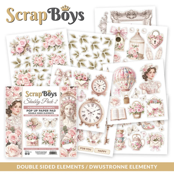Scrapboys, Pop Up Paperpad, Shabby Pack 2, 6x6 inch - SB-SHPA2-11