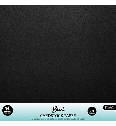 Studiolight, Cardstock Paper, Black, 30,5 x 30,5 cm, 10 vel - SL-CO-PS48