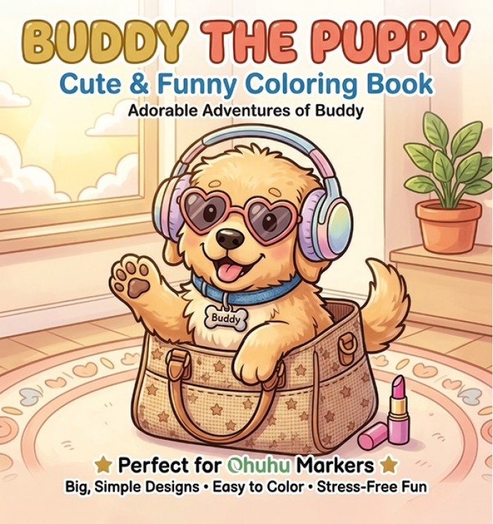 Find It Color, Mini Cozy Coloring Book, Buddy the Puppy, 15 x 15 cm - FITCMCB10001