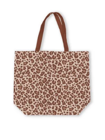 Canvas Tas, Leopard Bruin, 48x15x38 cm