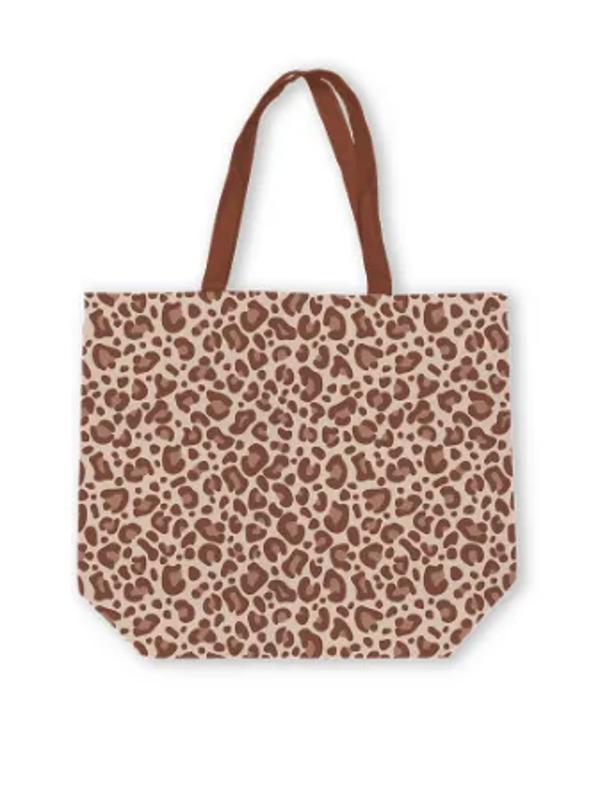 Canvas Tas, Leopard Bruin, 48x15x38 cm