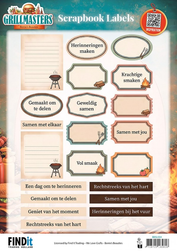 Berrie's Beauties, Knipvel, Grillmasters, Scrapbook Labels NL - BBSL004
