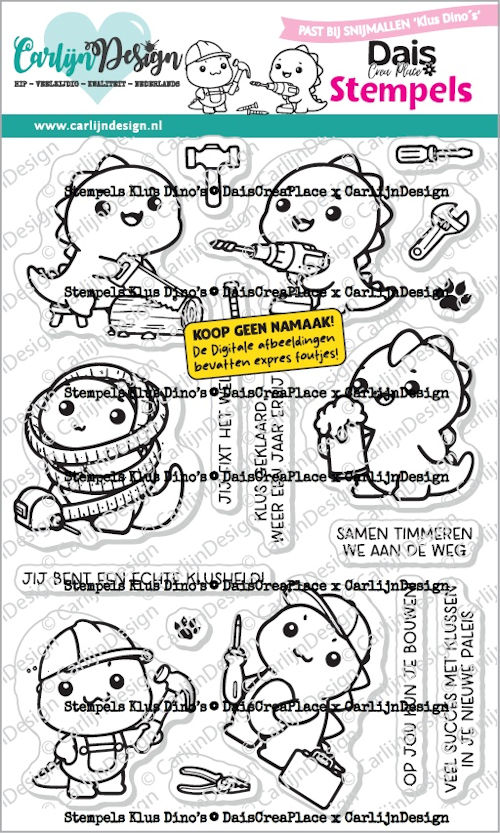 Carlijn Design, Clear Stamp, Klus Dino's - CDST-0177