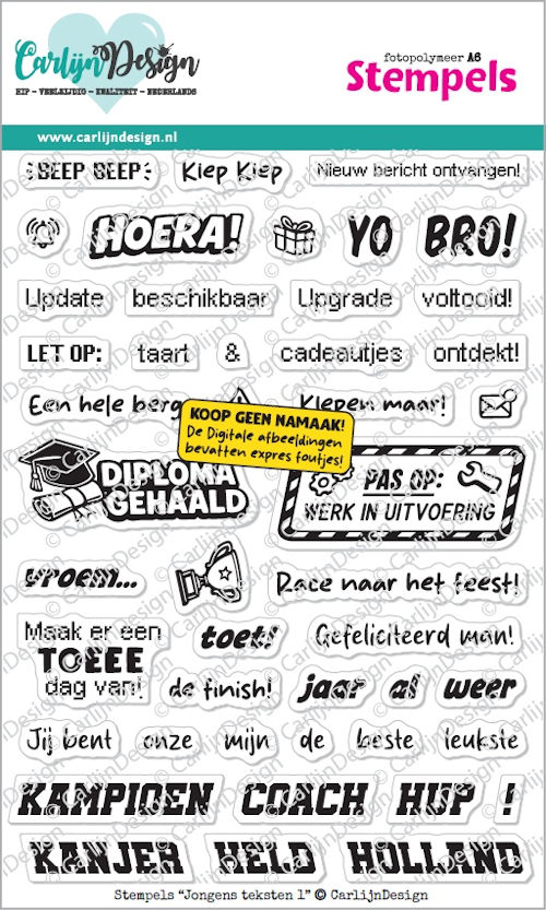 Carlijn Design, Clear Stamp, Jongens Teksten 1- CDST-0180