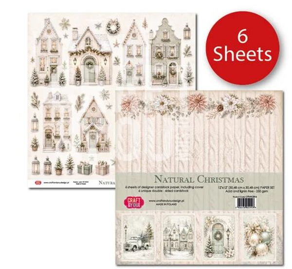 Craft & You, Scrapbook Paperpad, Natural Christmas, 6 sheets - CYD-CPS-NC30-6