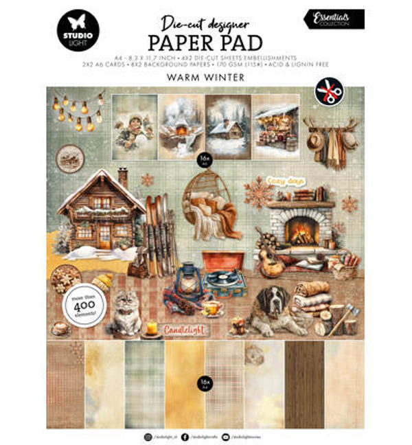 Studiolight, Die Cut Designer Paperpad, Warm Winter - SL-ES-DCPP510