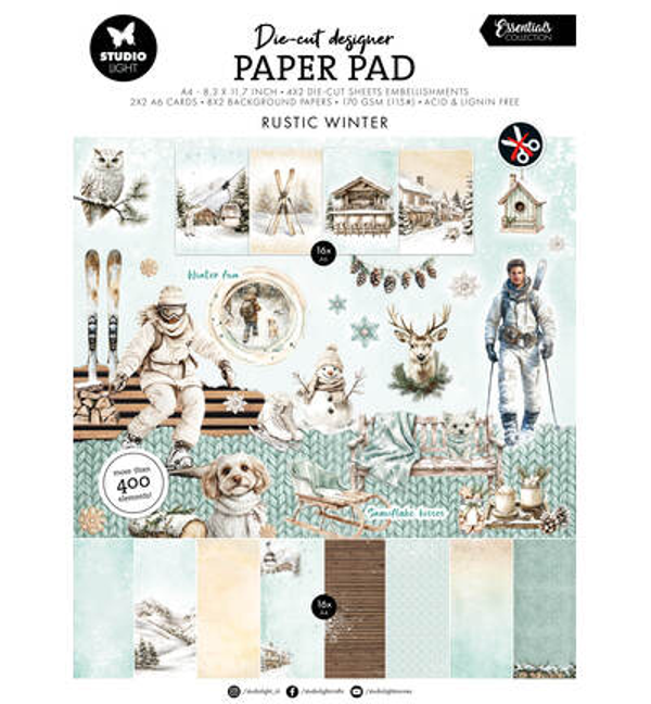 Studiolight, Die Cut Designer Paperpad, Rustic Winter - SL-ES-DCPP509