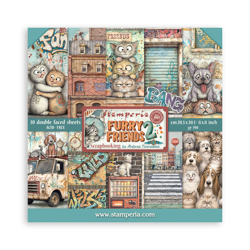 Stamperia, Paperpad, Furry Friends 2, 20,3 x 20,3 cm - SBBS150