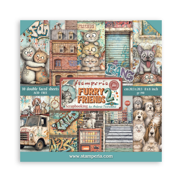Stamperia, Paperpad, Furry Friends 2, 20,3 x 20,3 cm - SBBS150