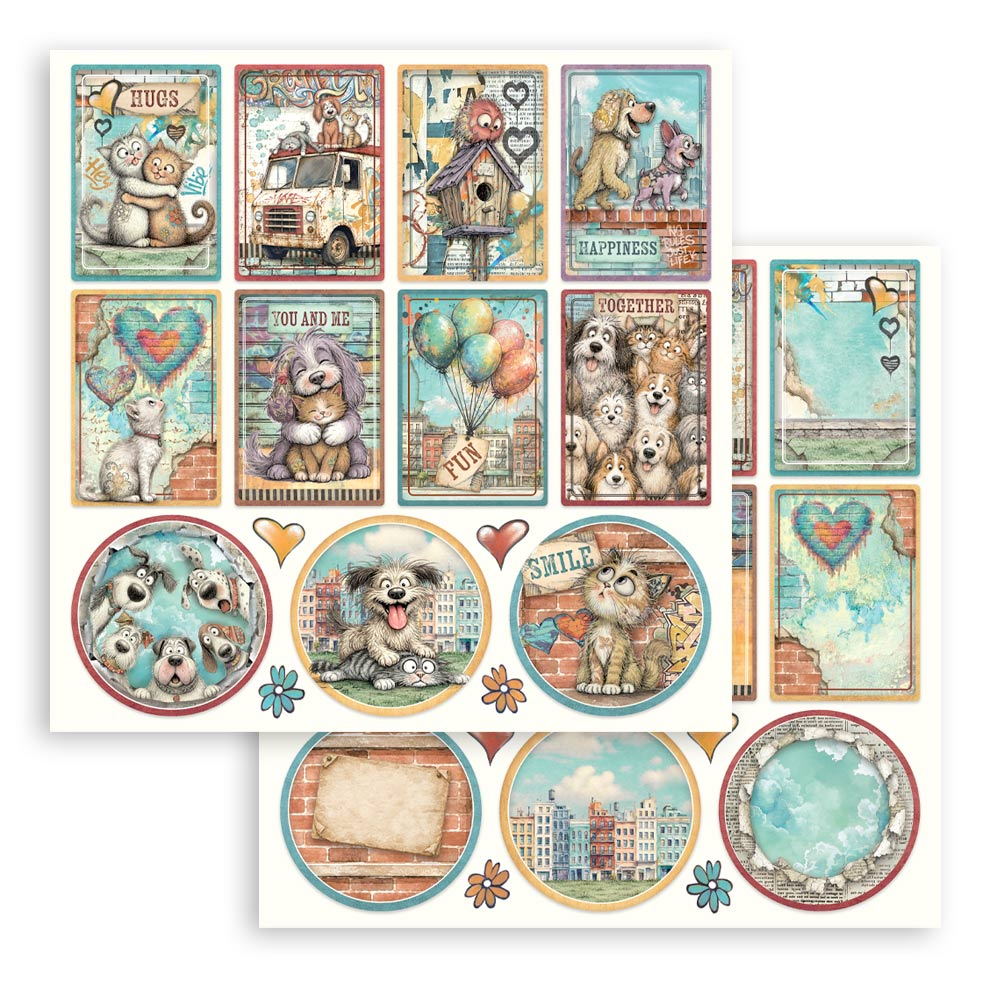 Stamperia, Scrapbookvel, Furry Friends 2 , Small Cards and Rounds - SBB1172