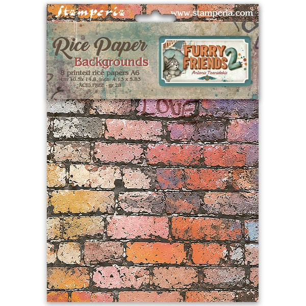 Stamperia, Rice Paper Backgrounds, Furry Friends 2, A6 - DFSAK6064