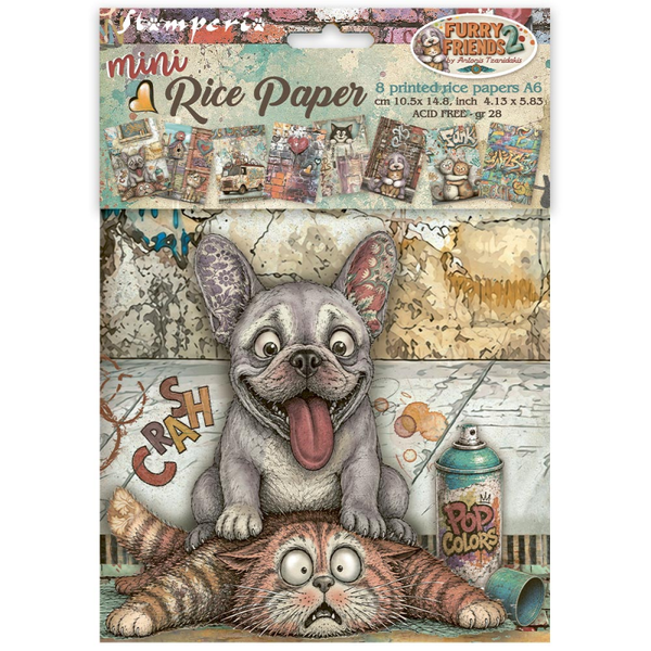 Stamperia, Mini Rice Paper, Furry Friends 2, A6 - DFSA6X15