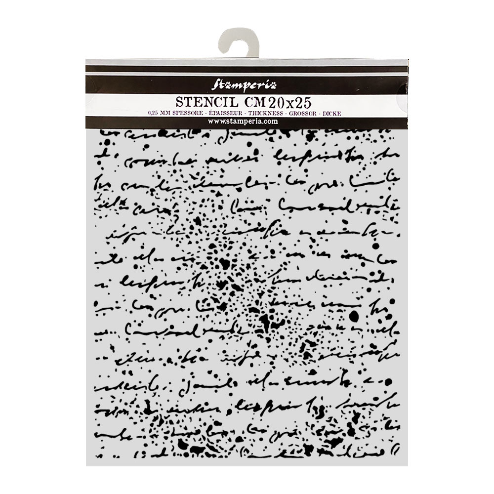Stamperia, Mask Stencil, Cosmos , Handwriting, 20x25 cm - KSTD219
