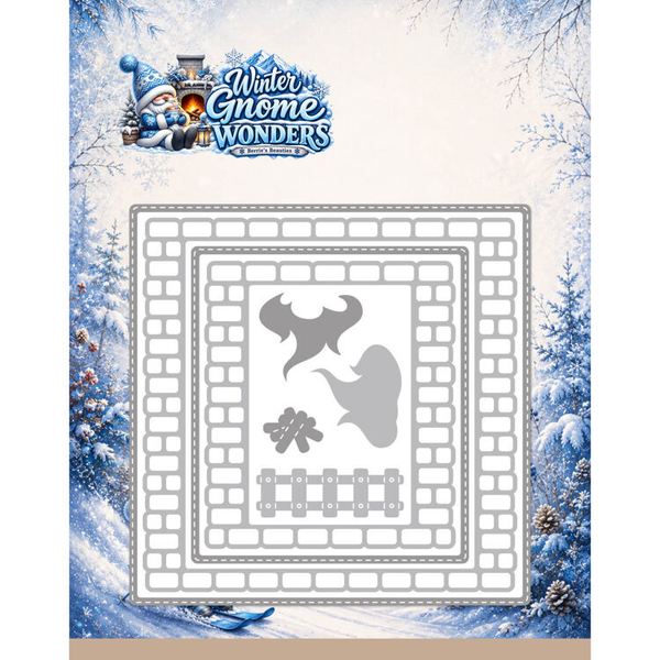 Berrie's Beauties, Snijmal, Winter Gnome Wonders, Fireside Brick Frame - BBD10142