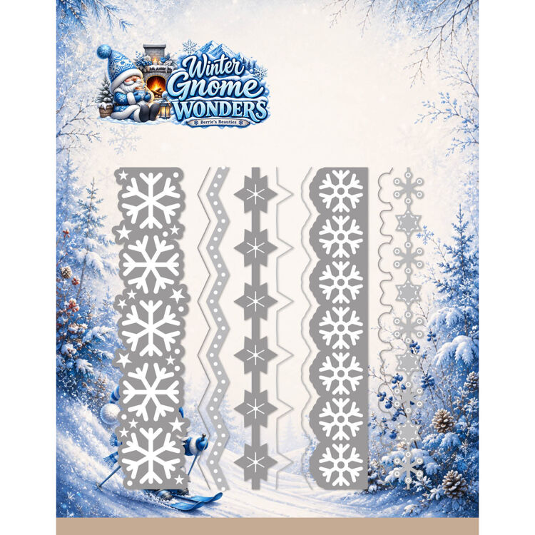 Berrie's Beauties, Snijmal, Winter Gnome Wonders, Snowflake Border - BBD10143