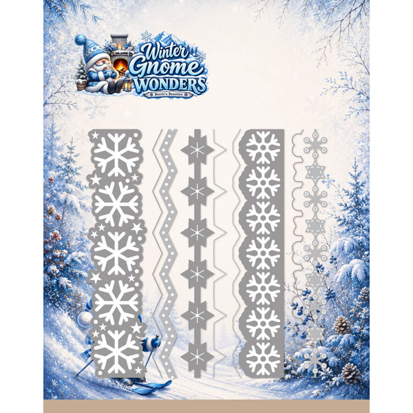 Berrie's Beauties, Snijmal, Winter Gnome Wonders, Snowflake Border - BBD10143