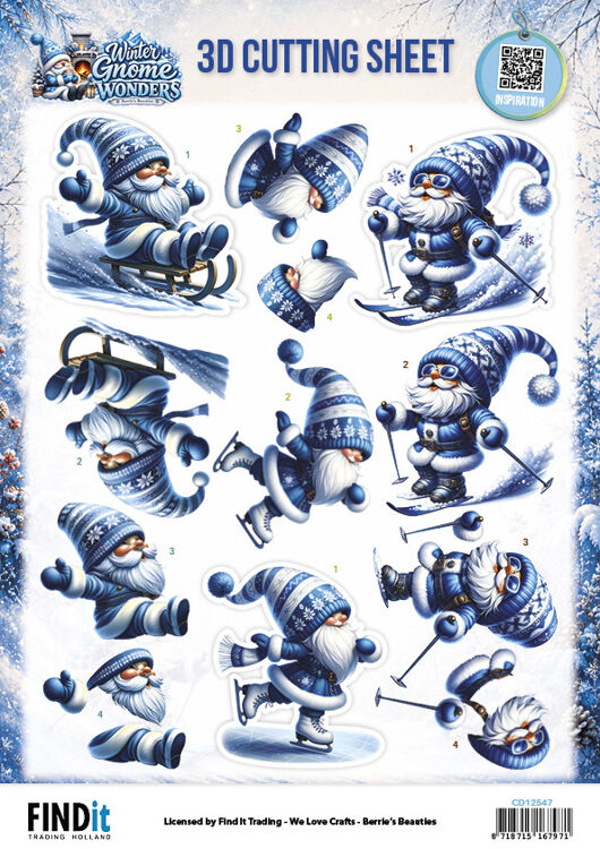 Berrie's Beauties, 3D Knipvel, Winter Gnome Wonders, Winter Fun - CD12547
