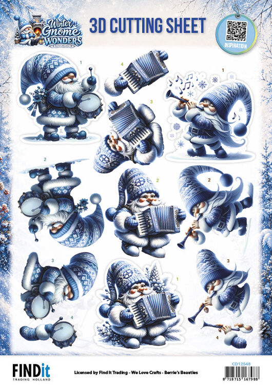 Berrie's Beauties, 3D Knipvel, Winter Gnome Wonders, Frozen Harmonies - CD12548