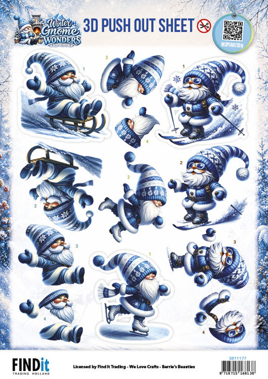 Berrie's Beauties, 3D Push-Out, Winter Gnome Wonders, Winter Fun - SB11177