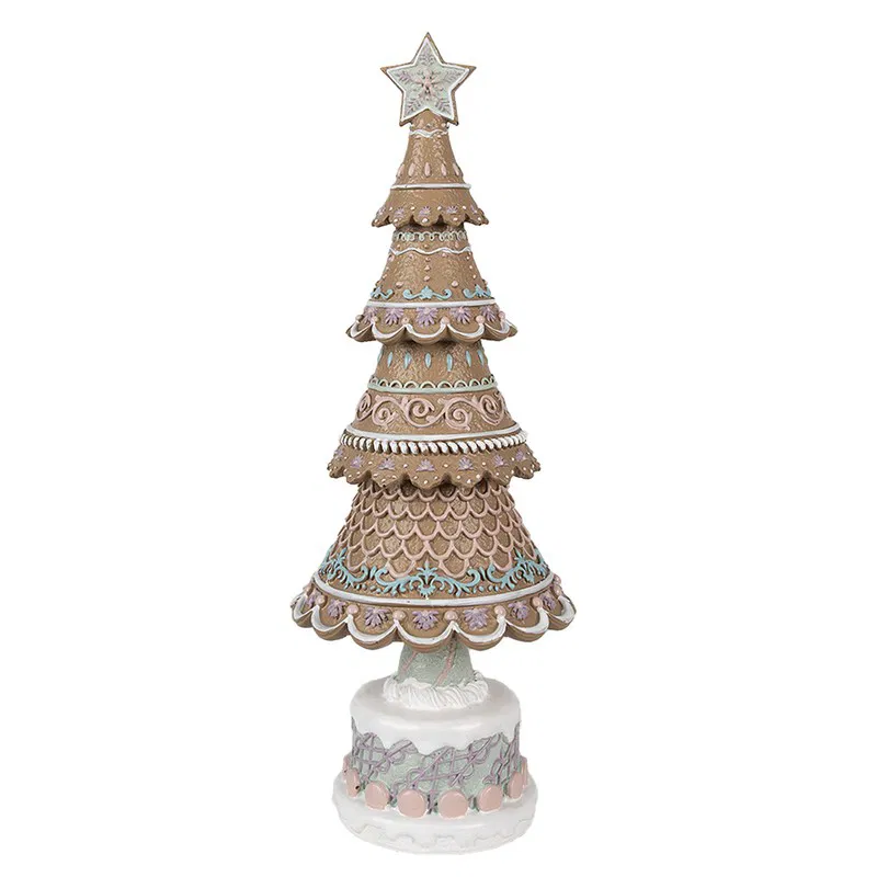 Clayre & Eef, Decoratiebeeld Kerstboom, Bruin - 16 x 42 cm