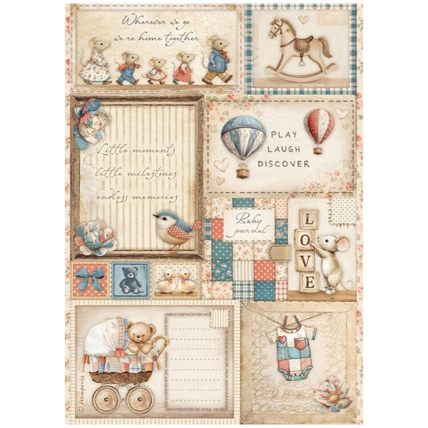 Stamperia, Rice Paper, Baby, Cards - DFSA41089