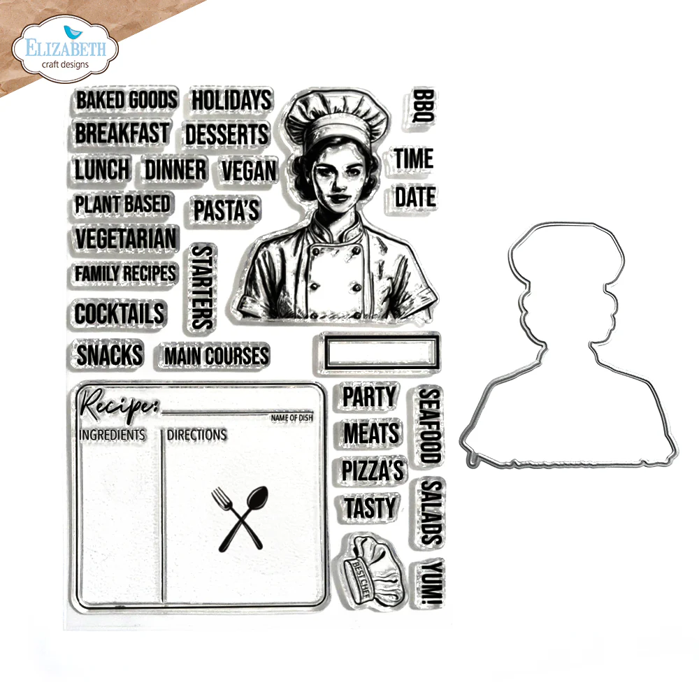 Elizabeth Craft Design, Stamp + Die set, Let's Cook - CSD395