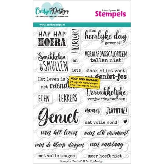 CarlijnDesign, Clear Stamp, Geniet - CDST-0182